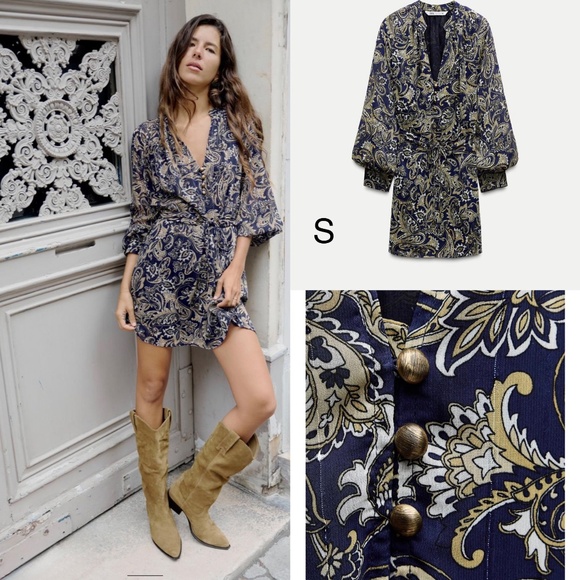 Zara Dresses & Skirts - Zara Paisley Print Mini Dress(S) NWT